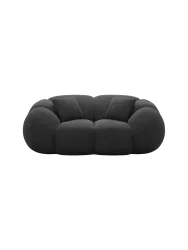 2-Sitzer Design Sofa „Panda“ mit Strukturstoff-Bezug Strukturstoff Schwarz BLOOMINGLOFT Collection