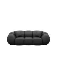 3-Sitzer Design Echtleder Sofa „Panda“ Echtleder Schwarz BLOOMINGLOFT Collection