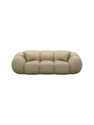 3-Sitzer Design Echtleder Sofa „Panda“ Echtleder Beige dunkel BLOOMINGLOFT Collection
