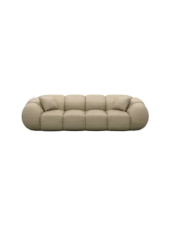 4-Sitzer Design Echtleder Sofa „Panda“ Echtleder Beige dunkel BLOOMINGLOFT Collection