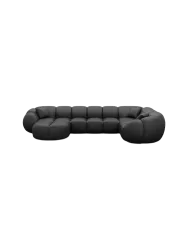 6-Sitzer Design Echtleder Panorama-Sofa „Panda XL“ Echtleder Schwarz BLOOMINGLOFT Collection