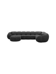 6-Sitzer Design Panorama-Sofa „Panda XL“ mit Strukturstoff-Bezug Strukturstoff Schwarz BLOOMINGLOFT Collection
