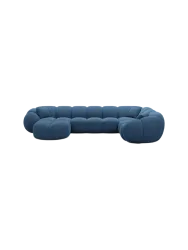 6-Sitzer Design Panorama-Sofa „Panda XL“ mit Strukturstoff-Bezug Strukturstoff Dunkelblau BLOOMINGLOFT Collection
