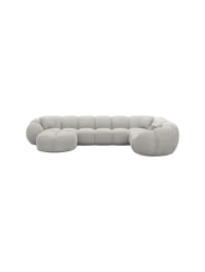 6-Sitzer Design Panorama-Sofa „Panda XL“ mit Strukturstoff-Bezug Strukturstoff Hellgrau BLOOMINGLOFT Collection