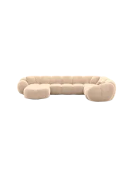 6-Sitzer Design Panorama-Sofa „Panda XL“ mit Samtbezug Samtbezug Beige BLOOMINGLOFT Collection