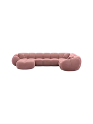 6-Sitzer Design Panorama-Sofa „Panda XL“ mit Samtbezug Samtbezug Lachsrosa BLOOMINGLOFT Collection