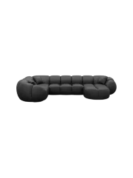 6-Sitzer Design Echtleder Panorama-Sofa „Panda XL“ Echtleder Schwarz BLOOMINGLOFT Collection