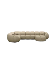 6-Sitzer Design Echtleder Panorama-Sofa „Panda XL“ Echtleder Beige dunkel BLOOMINGLOFT Collection