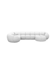 6-Sitzer Design Echtleder Panorama-Sofa „Panda XL“ Echtleder White BLOOMINGLOFT Collection