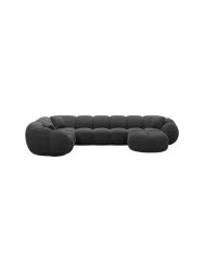 6-Sitzer Design Panorama-Sofa „Panda XL“ mit Strukturstoff-Bezug Strukturstoff Schwarz BLOOMINGLOFT Collection