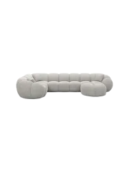 6-Sitzer Design Panorama-Sofa „Panda XL“ mit Strukturstoff-Bezug Strukturstoff Hellgrau BLOOMINGLOFT Collection