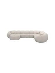 7-Sitzer Design Panorama-Sofa „Panda XXL“ mit Bouclé-Bezug Bouclé Toffee BLOOMINGLOFT Collection