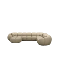 7-Sitzer Design Echtleder Panorama-Sofa „Panda XXL“ Echtleder Beige dunkel BLOOMINGLOFT Collection