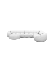7-Sitzer Design Echtleder Panorama-Sofa „Panda XXL“ Echtleder White BLOOMINGLOFT Collection