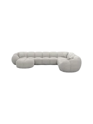 7-Sitzer Design Panorama-Sofa „Panda XXL“ mit Strukturstoff-Bezug Strukturstoff Hellgrau BLOOMINGLOFT Collection