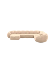 7-Sitzer Design Panorama-Sofa „Panda XXL“ mit Samtbezug Samtbezug Beige BLOOMINGLOFT Collection