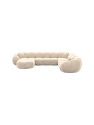 7-Sitzer Design Panorama-Sofa „Panda XXL“ mit Samtbezug Samtbezug Cream BLOOMINGLOFT Collection
