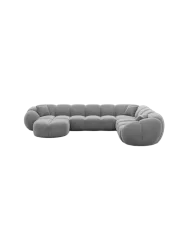 7-Sitzer Design Panorama-Sofa „Panda XXL“ mit Samtbezug Samtbezug Dunkelgrau BLOOMINGLOFT Collection