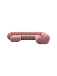 7-Sitzer Design Panorama-Sofa „Panda XXL“ mit Samtbezug Samtbezug Lachsrosa BLOOMINGLOFT Collection