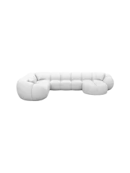 7-Sitzer Design Echtleder Panorama-Sofa „Panda XXL“ Echtleder White BLOOMINGLOFT Collection