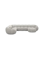 7-Sitzer Design Panorama-Sofa „Panda XXL“ mit Strukturstoff-Bezug Strukturstoff Hellgrau BLOOMINGLOFT Collection