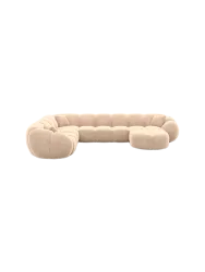 7-Sitzer Design Panorama-Sofa „Panda XXL“ mit Samtbezug Samtbezug Beige BLOOMINGLOFT Collection
