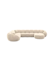 7-Sitzer Design Panorama-Sofa „Panda XXL“ mit Samtbezug Samtbezug Cream BLOOMINGLOFT Collection
