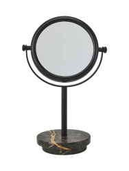 Handgefertigter, luxuriöser Kosmetikspiegel „Porto“ aus Marmor, Schwarz Aquanova