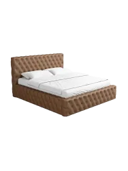 Design Polsterbett „Perla“ mit Ablagefach, Kunstleder Choco Brown Kunstleder Schokobraun BLOOMINGLOFT Collection