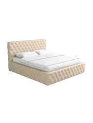 Design Polsterbett „Perla“ mit Ablagefach, Kunstleder Beige BLOOMINGLOFT Collection
