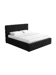 Design Polsterbett „Perla“ mit Ablagefach, Kunstleder Schwarz BLOOMINGLOFT Collection