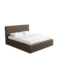 Design Polsterbett „Perla“ mit Ablagefach, Kunstleder Dunkelbraun BLOOMINGLOFT Collection
