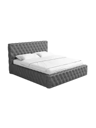 Design Polsterbett „Perla“ mit Ablagefach, Kunstleder Grau BLOOMINGLOFT Collection