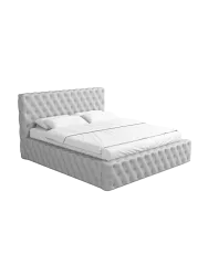 Design Polsterbett „Perla“ mit Ablagefach, Kunstleder Hellgrau BLOOMINGLOFT Collection