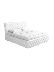 Design Polsterbett „Perla“ mit Ablagefach, Kunstleder Weiss BLOOMINGLOFT Collection