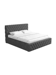 Design Polsterbett „Perla“ mit Ablagefach, Webstoff Anthrazit Strukturstoff Anthrazit BLOOMINGLOFT Collection