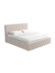 Design Polsterbett „Perla“ mit Ablagefach, Webstoff Beige Strukturstoff Beige BLOOMINGLOFT Collection