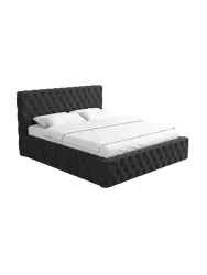 Design Polsterbett „Perla“ mit Ablagefach, Webstoff Schwarz Strukturstoff Schwarz BLOOMINGLOFT Collection