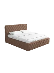 Design Polsterbett „Perla“ mit Ablagefach, Webstoff Braun Strukturstoff Braun BLOOMINGLOFT Collection