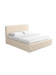 Design Polsterbett „Perla“ mit Ablagefach, Webstoff Cream Strukturstoff Cream BLOOMINGLOFT Collection