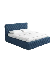 Design Polsterbett „Perla“ mit Ablagefach, Webstoff Dunkelblau Strukturstoff Dunkelblau BLOOMINGLOFT Collection