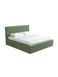 Design Polsterbett „Perla“ mit Ablagefach, Webstoff Grün Strukturstoff Grün BLOOMINGLOFT Collection