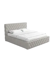 Design Polsterbett „Perla“ mit Ablagefach, Webstoff Hellgrau Strukturstoff Hellgrau BLOOMINGLOFT Collection
