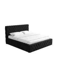 Design Polsterbett „Perla“ mit Ablagefach, Samt Schwarz BLOOMINGLOFT Collection