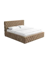 Design Polsterbett „Perla“ mit Ablagefach, Samt Braun BLOOMINGLOFT Collection
