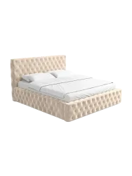 Design Polsterbett „Perla“ mit Ablagefach, Samt Cream BLOOMINGLOFT Collection