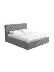 Design Polsterbett „Perla“ mit Ablagefach, Samt Grau BLOOMINGLOFT Collection