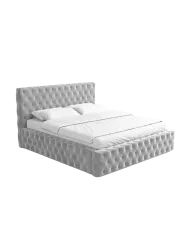 Design Polsterbett „Perla“ mit Ablagefach, Samt Hellgrau BLOOMINGLOFT Collection