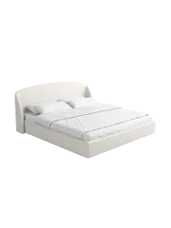 Design Polsterbett „Riva“ mit Ablagefach, Bouclé Weiss BLOOMINGLOFT Collection