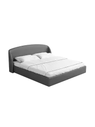 Design Polsterbett „Riva“ mit Ablagefach, Kunstleder Grau BLOOMINGLOFT Collection